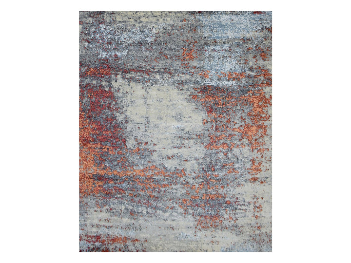 8'0" x 10'1" New Hand Knotted Beige Wool Rectangle Oriental Rug - MOA10283125