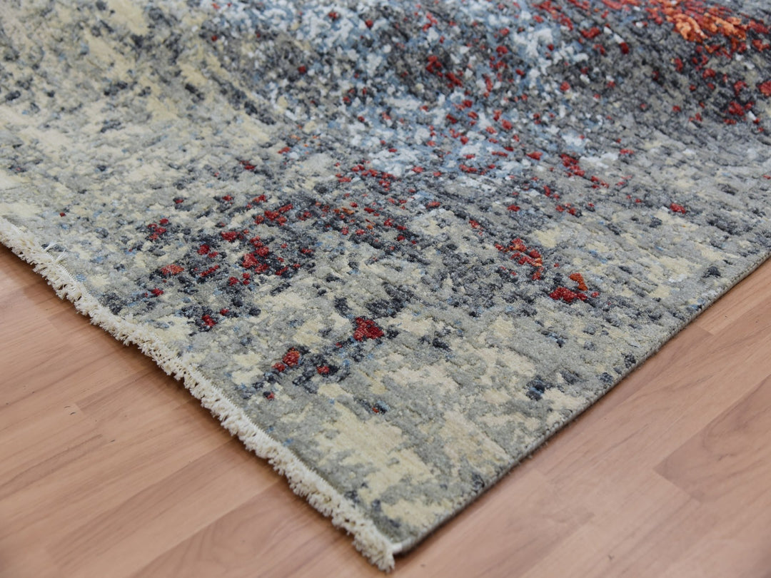 8'0" x 10'1" New Hand Knotted Beige Wool Rectangle Oriental Rug - MOA10283125