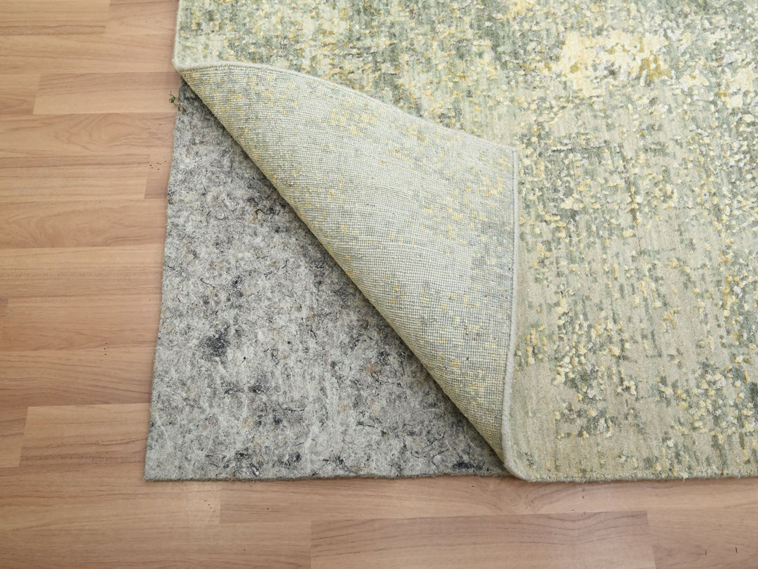 7'11" x 10'1" New Hand Knotted Green Wool Rectangle Oriental Rug - MOA10283127