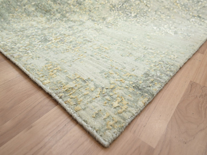 7'11" x 10'1" New Hand Knotted Green Wool Rectangle Oriental Rug - MOA10283127