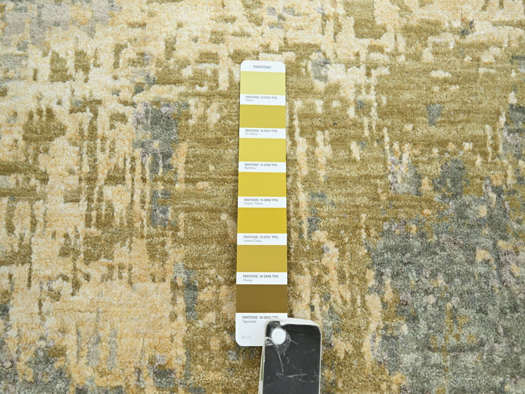 7'11" x 10'1" New Hand Knotted Green Wool Rectangle Oriental Rug - MOA10283127