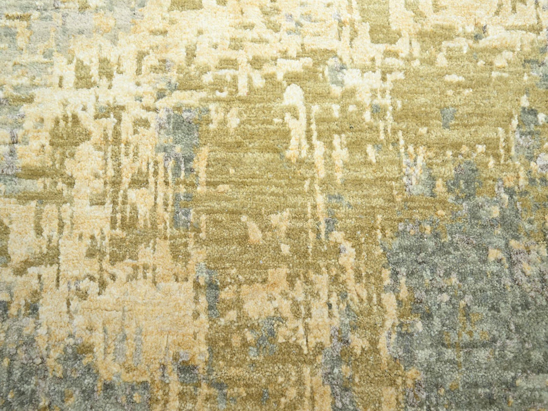 7'11" x 10'1" New Hand Knotted Green Wool Rectangle Oriental Rug - MOA10283127