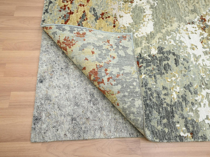 7'10" x 10'1" New Hand Knotted Grey Wool Rectangle Oriental Rug - MOA10283128