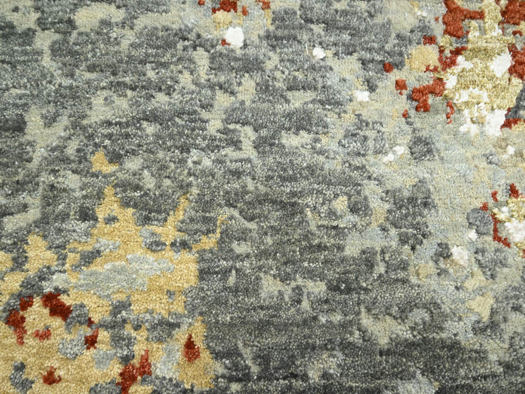 7'10" x 10'1" New Hand Knotted Grey Wool Rectangle Oriental Rug - MOA10283128