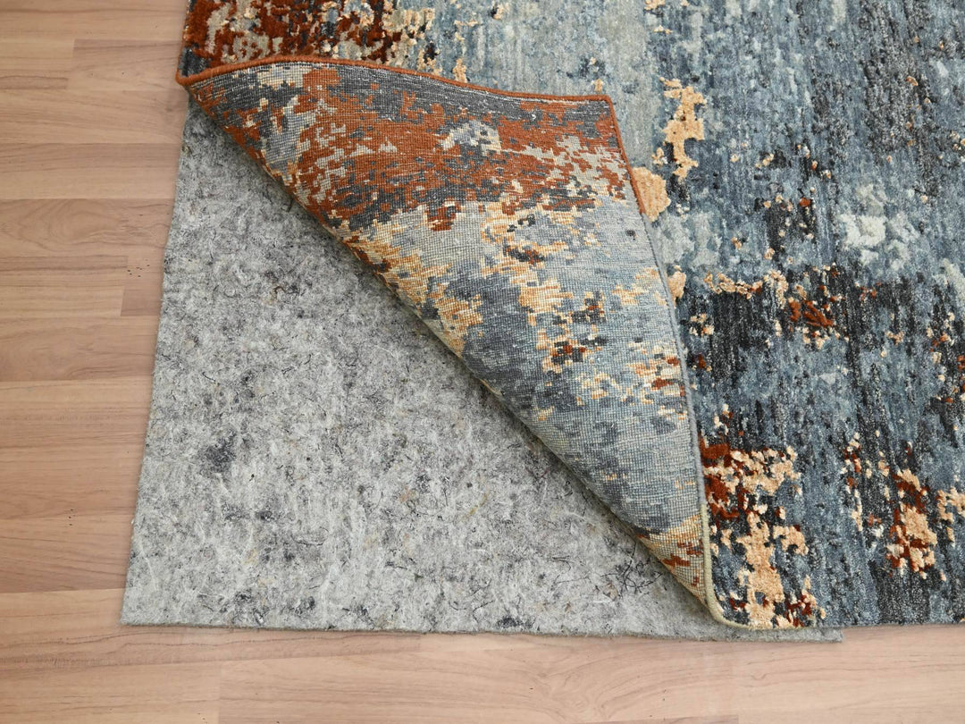 7'10" x 10'2" New Hand Knotted Blue Wool Rectangle Oriental Rug - MOA10283129