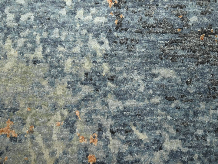 7'10" x 10'2" New Hand Knotted Blue Wool Rectangle Oriental Rug - MOA10283129