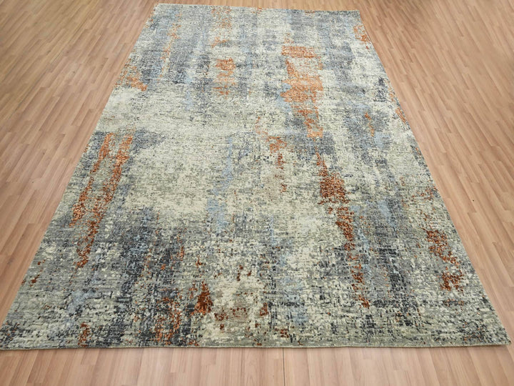 8'0" x 10'2" New Hand Knotted Green Wool Rectangle Oriental Rug - MOA10283130