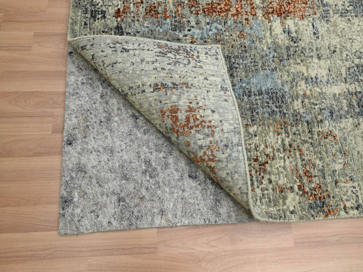 8'0" x 10'2" New Hand Knotted Green Wool Rectangle Oriental Rug - MOA10283130