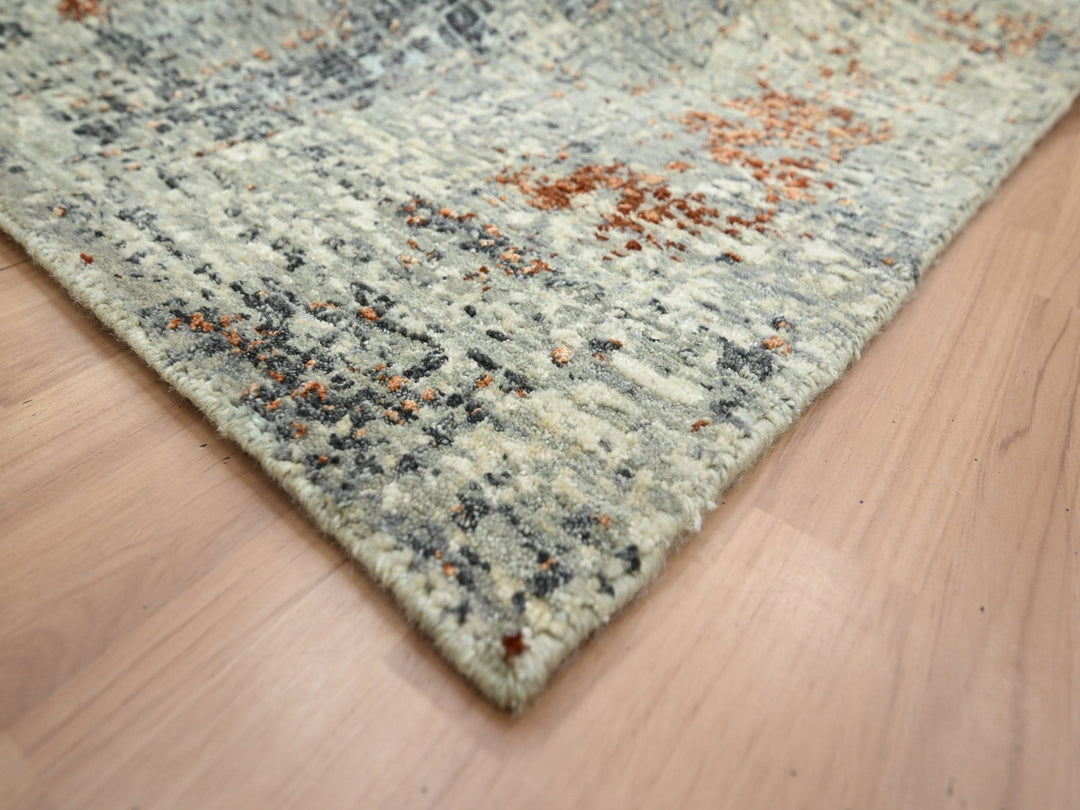 8'0" x 10'2" New Hand Knotted Green Wool Rectangle Oriental Rug - MOA10283130
