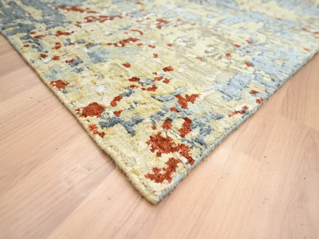 7'11" x 10'3" New Hand Knotted Green Wool Rectangle Oriental Rug - MOA10283131
