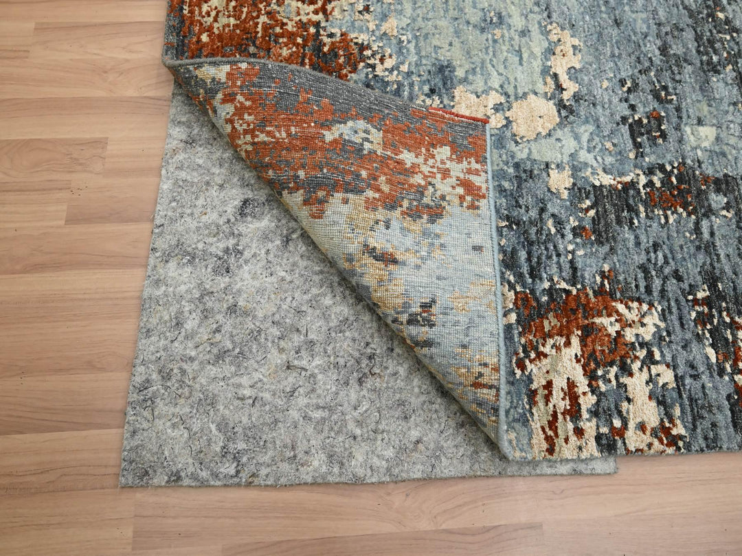 8'1" x 10'2" New Hand Knotted Grey Wool Rectangle Oriental Rug - MOA10283133