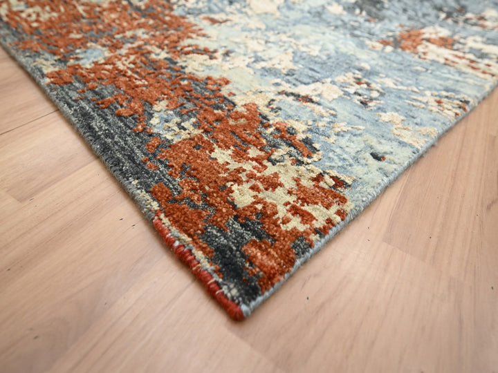 8'1" x 10'2" New Hand Knotted Grey Wool Rectangle Oriental Rug - MOA10283133