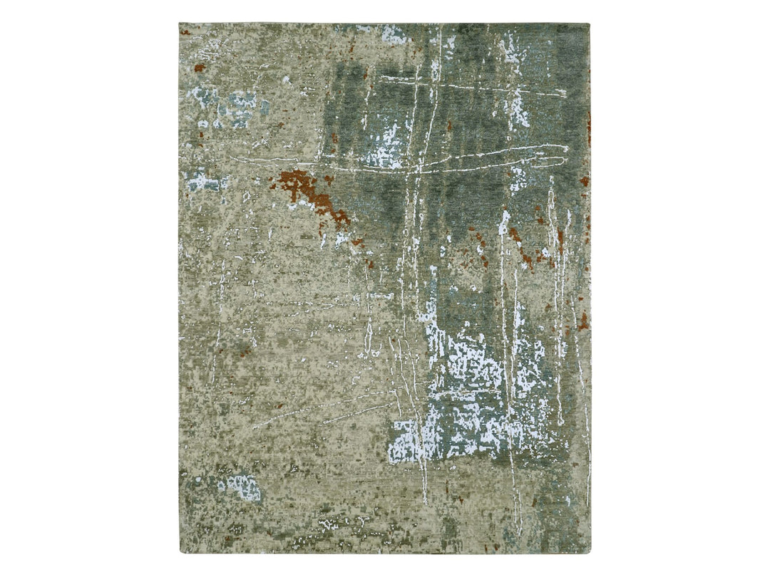 7'10" x 10'2" New Hand Knotted Beige Wool Rectangle Oriental Rug - MOA10283134