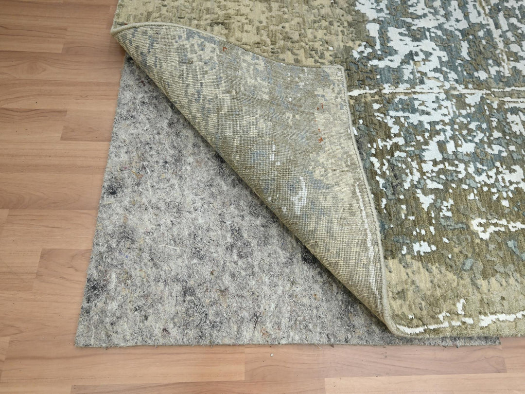 7'10" x 10'2" New Hand Knotted Beige Wool Rectangle Oriental Rug - MOA10283134