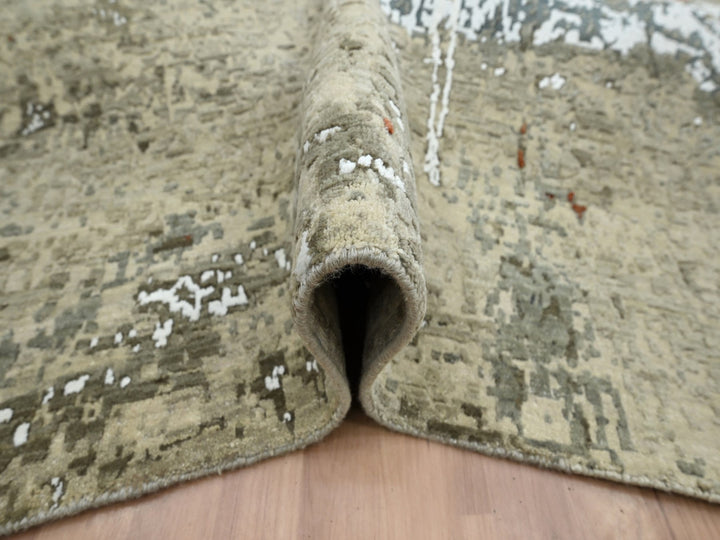 7'10" x 10'2" New Hand Knotted Beige Wool Rectangle Oriental Rug - MOA10283134
