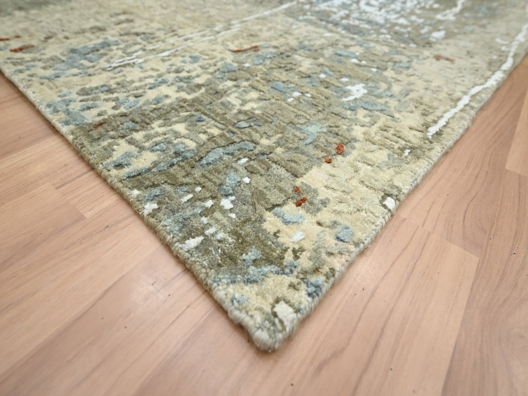 7'10" x 10'2" New Hand Knotted Beige Wool Rectangle Oriental Rug - MOA10283134