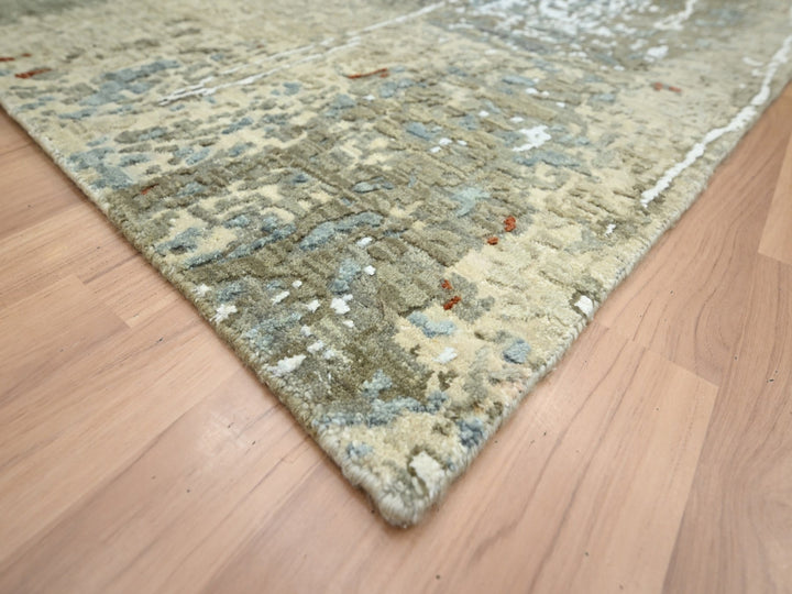 7'10" x 10'2" New Hand Knotted Beige Wool Rectangle Oriental Rug - MOA10283134