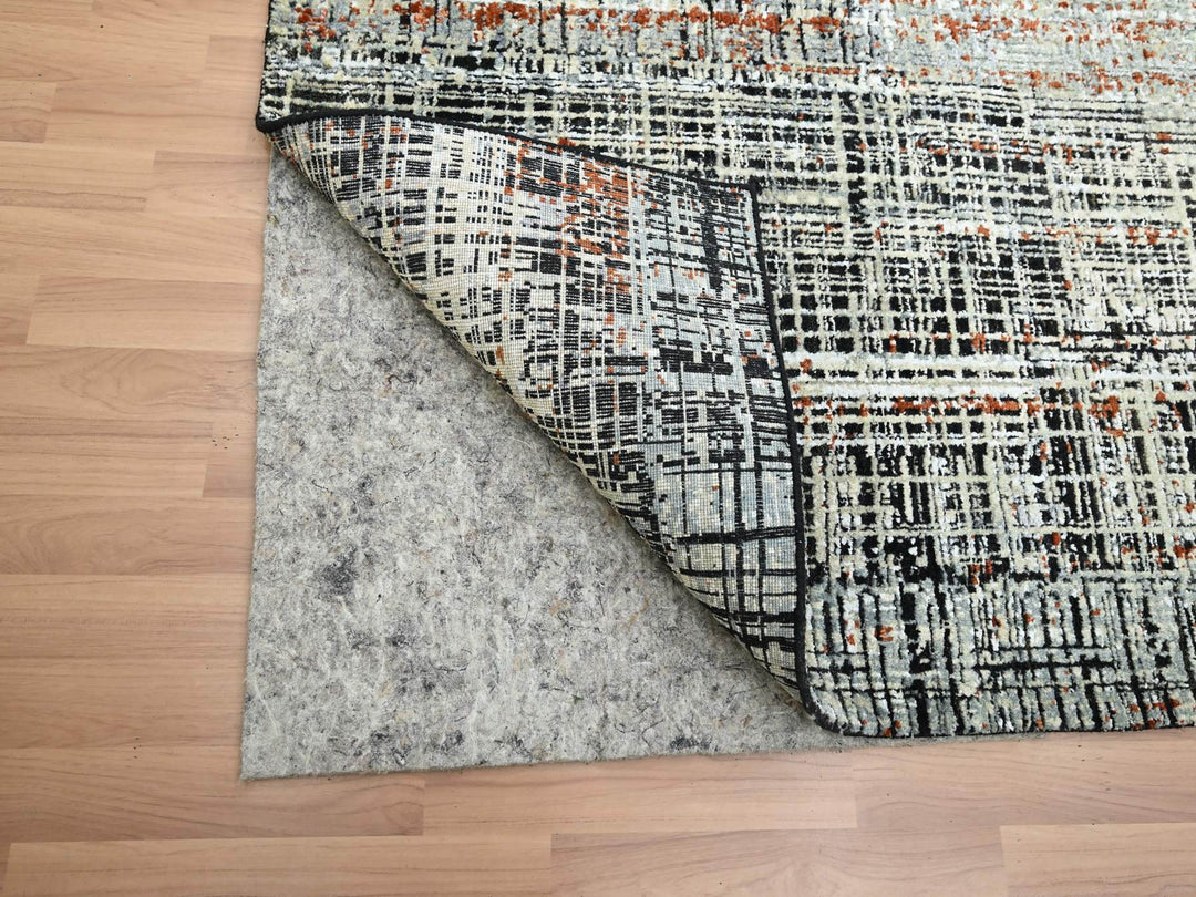 8'0" x 10'3" New Hand Knotted Black Wool Rectangle Oriental Rug - MOA10283135