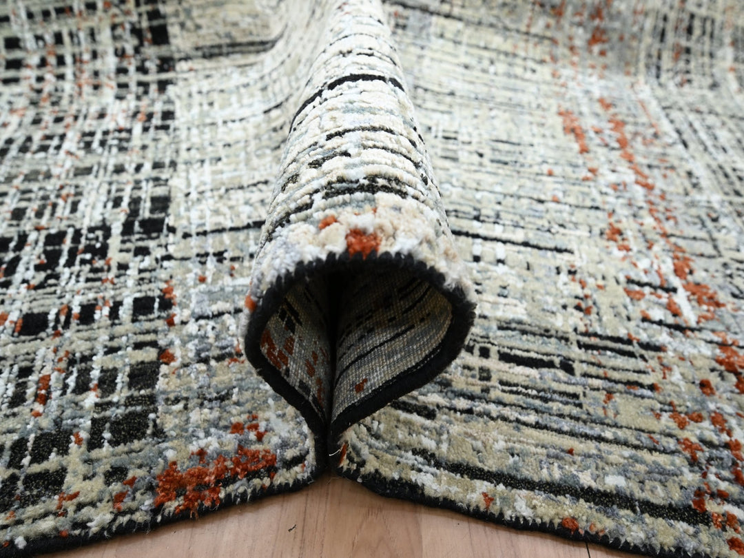 8'0" x 10'3" New Hand Knotted Black Wool Rectangle Oriental Rug - MOA10283135