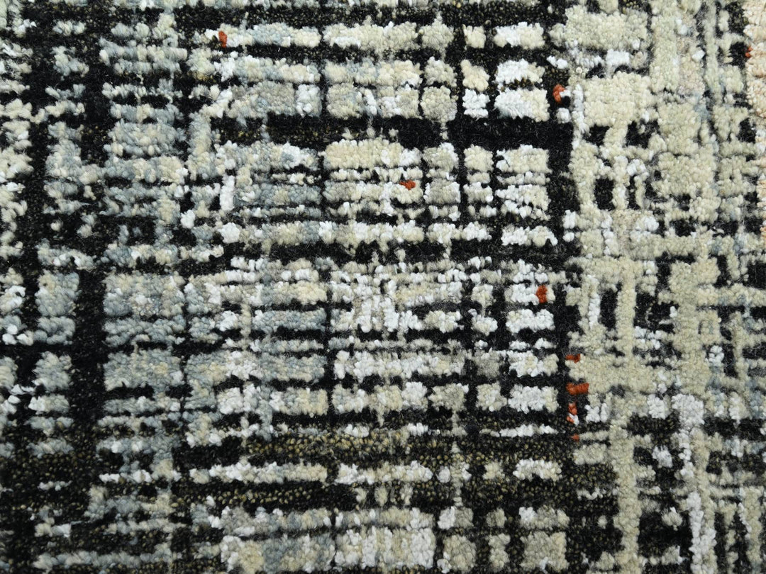 8'0" x 10'3" New Hand Knotted Black Wool Rectangle Oriental Rug - MOA10283135