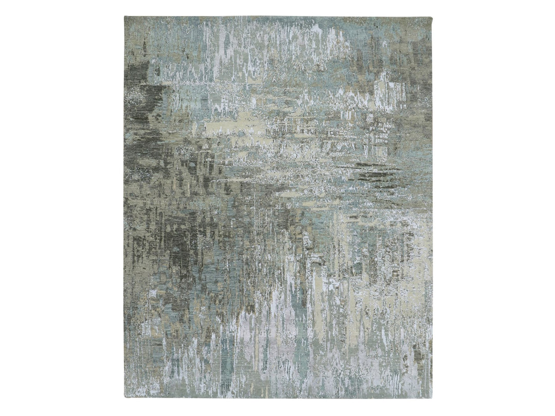8'1" x 10'0" New Hand Knotted Grey Wool Rectangle Oriental Rug - MOA10283137
