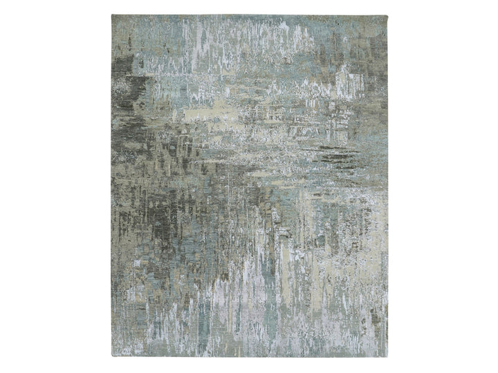 8'1" x 10'0" New Hand Knotted Grey Wool Rectangle Oriental Rug - MOA10283137