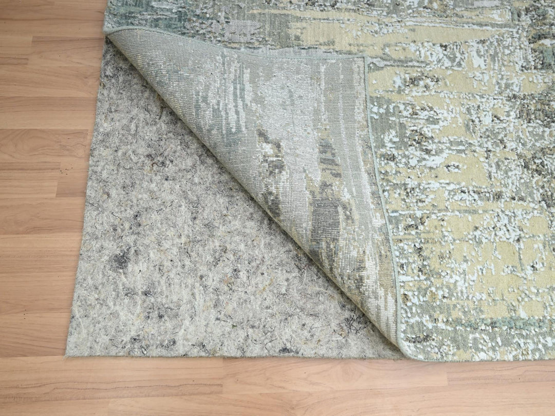 8'1" x 10'0" New Hand Knotted Grey Wool Rectangle Oriental Rug - MOA10283137
