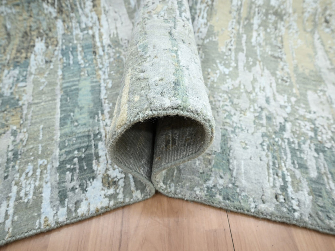 8'1" x 10'0" New Hand Knotted Grey Wool Rectangle Oriental Rug - MOA10283137