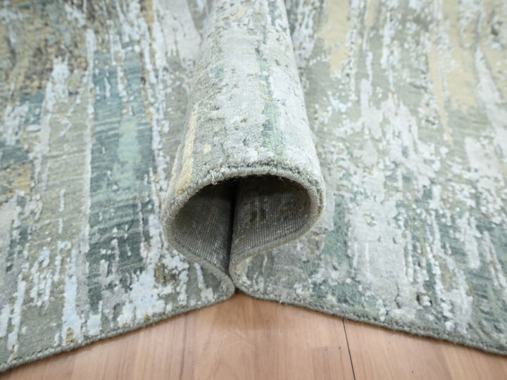 8'1" x 10'0" New Hand Knotted Grey Wool Rectangle Oriental Rug - MOA10283137