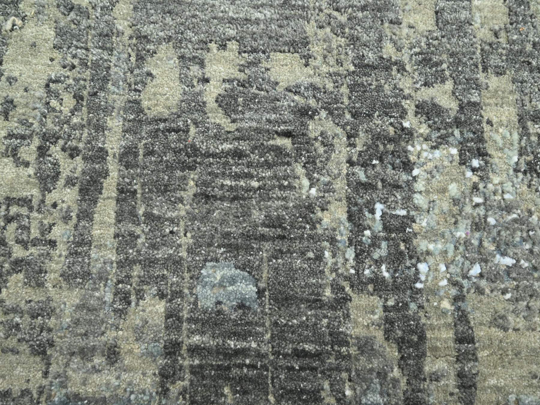 8'1" x 10'0" New Hand Knotted Grey Wool Rectangle Oriental Rug - MOA10283137