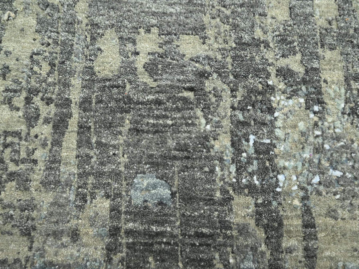 8'1" x 10'0" New Hand Knotted Grey Wool Rectangle Oriental Rug - MOA10283137