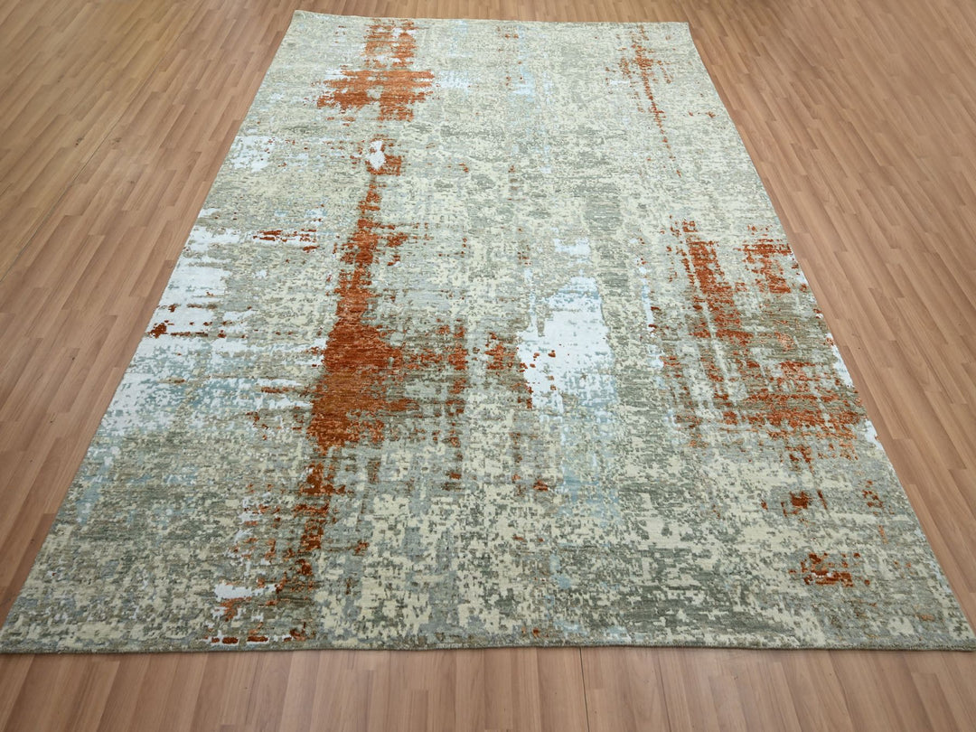 8'1" x 10'3" New Hand Knotted Red Wool Rectangle Oriental Rug - MOA10283139