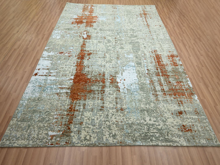 8'1" x 10'3" New Hand Knotted Red Wool Rectangle Oriental Rug - MOA10283139