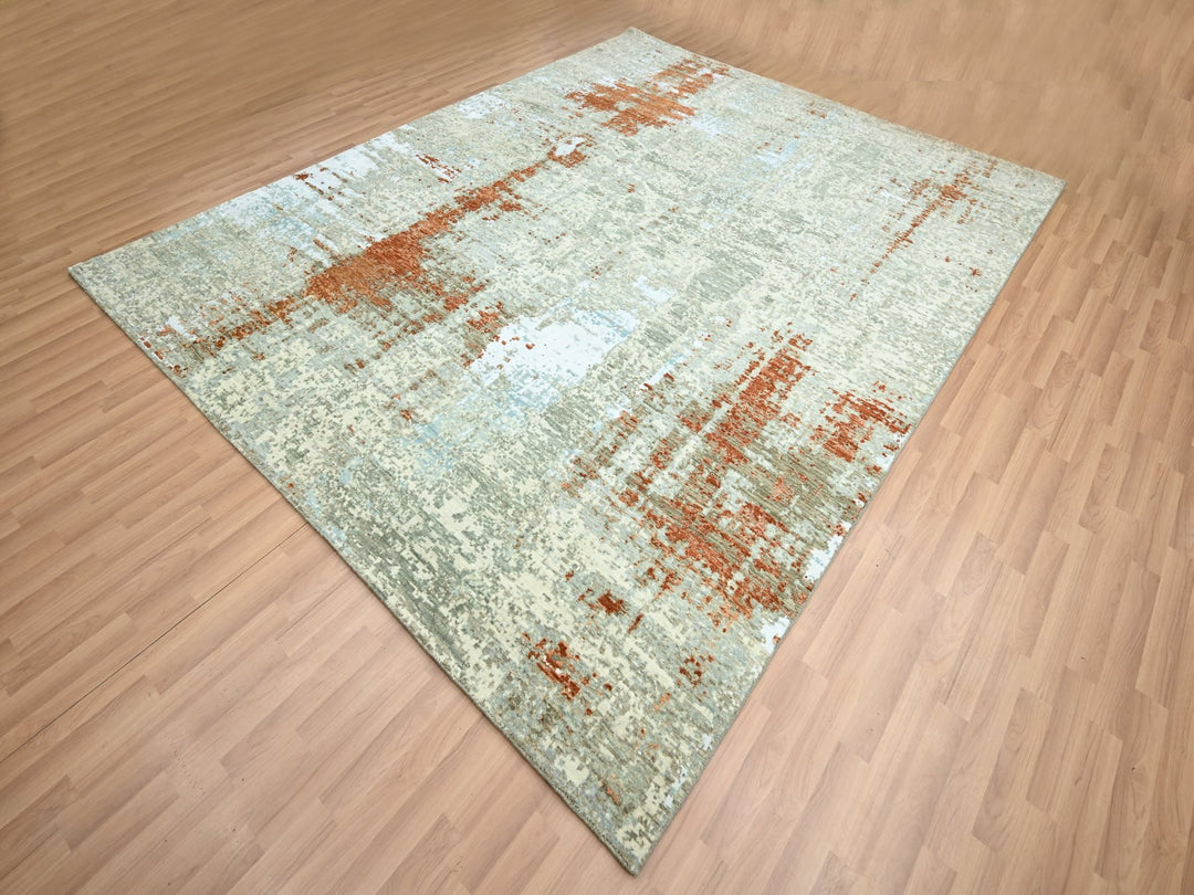 8'1" x 10'3" New Hand Knotted Red Wool Rectangle Oriental Rug - MOA10283139