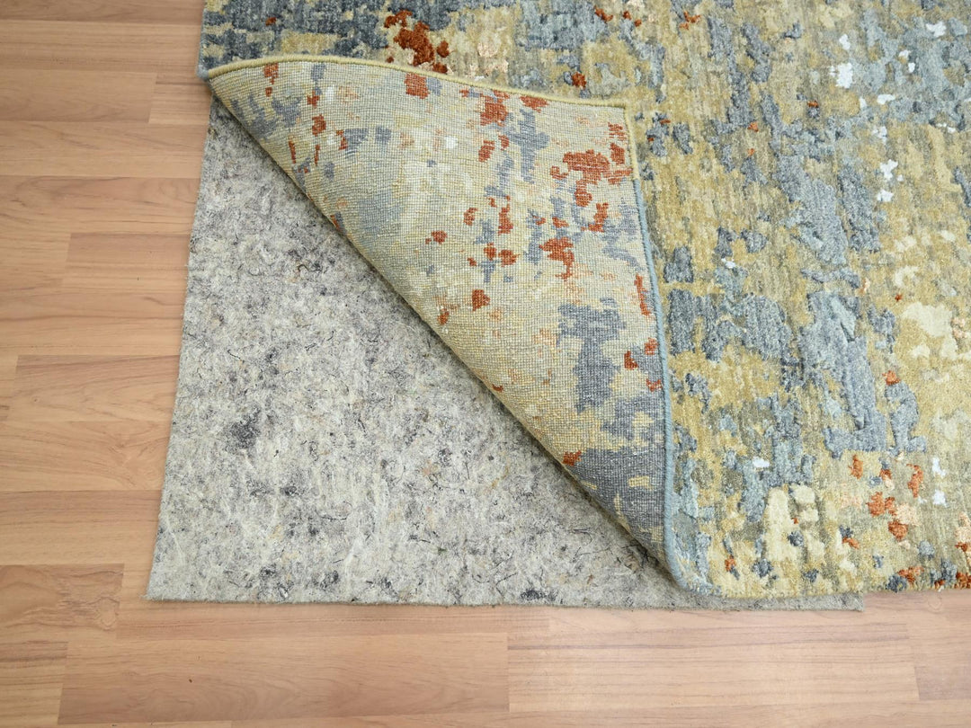 9'0" x 12'8" New Hand Knotted Blue Wool Rectangle Oriental Rug - MOA10283141