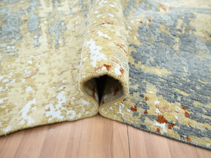 9'0" x 12'8" New Hand Knotted Blue Wool Rectangle Oriental Rug - MOA10283141