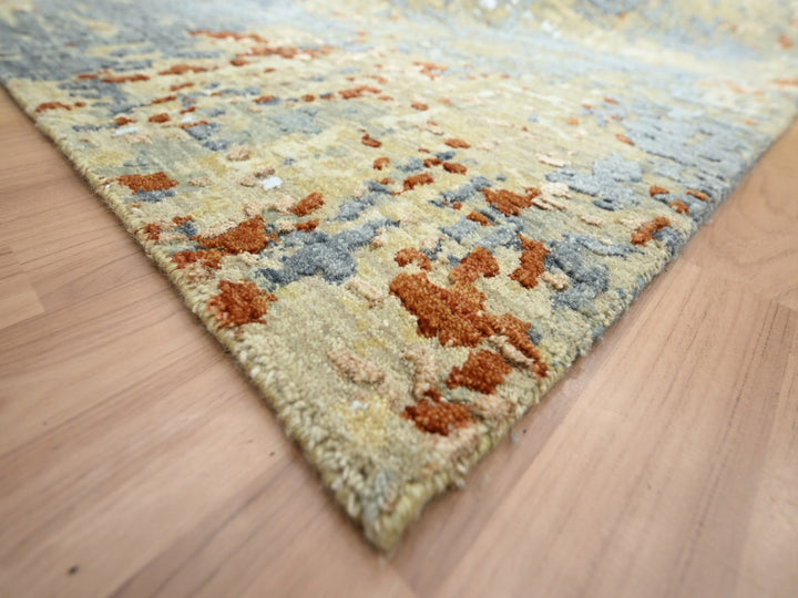 9'0" x 12'8" New Hand Knotted Blue Wool Rectangle Oriental Rug - MOA10283141