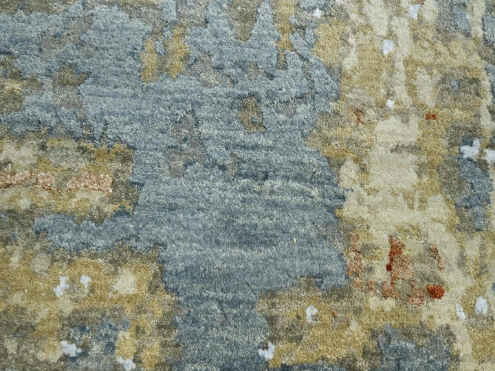 9'0" x 12'8" New Hand Knotted Blue Wool Rectangle Oriental Rug - MOA10283141