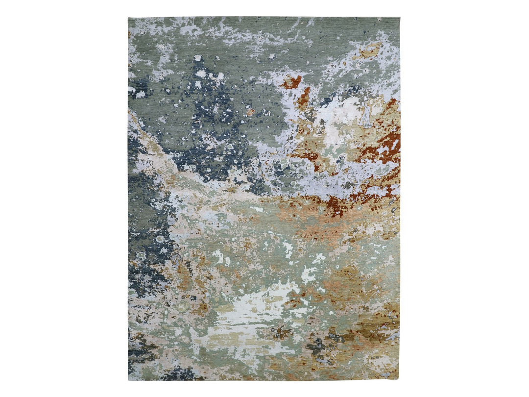 8'11" x 12'0" New Hand Knotted Grey Wool Rectangle Oriental Rug - MOA10283142