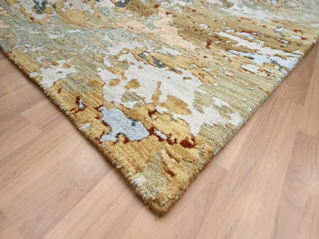8'11" x 12'0" New Hand Knotted Grey Wool Rectangle Oriental Rug - MOA10283142