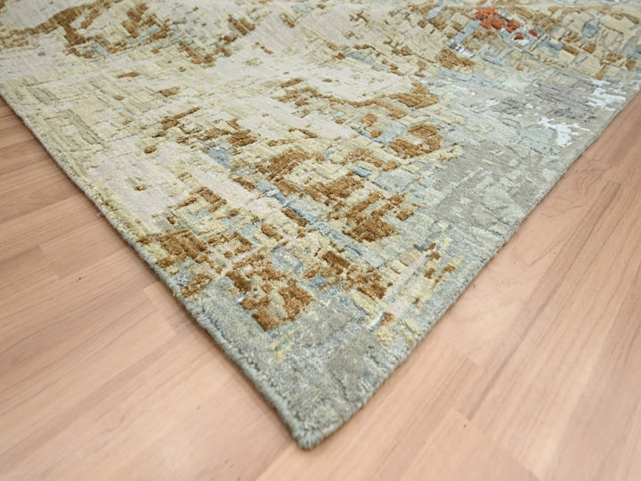 9'0" x 11'9" New Hand Knotted Grey Wool Rectangle Oriental Rug - MOA10283143