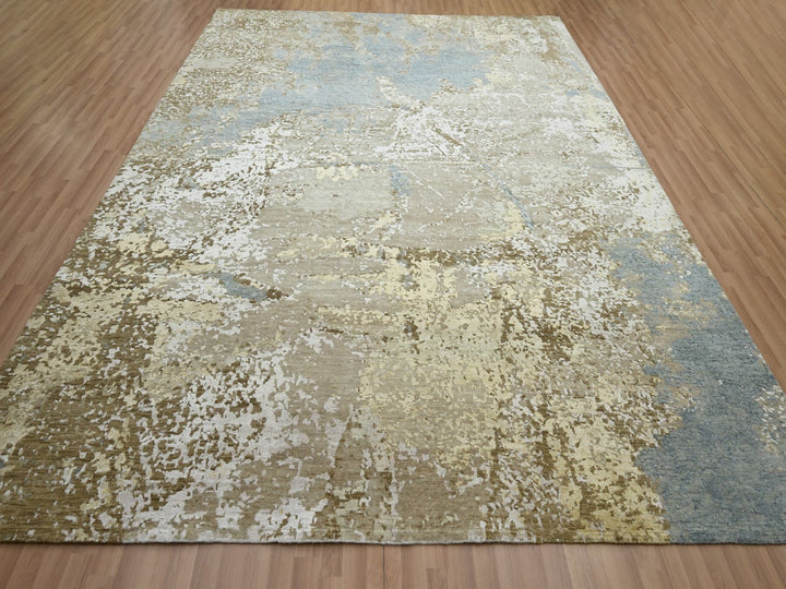 9'0" x 11'10" New Hand Knotted Brown Wool Rectangle Oriental Rug - MOA10283144