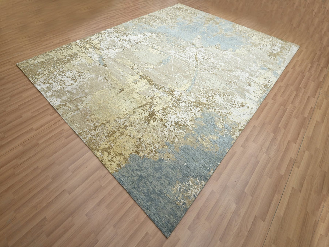 9'0" x 11'10" New Hand Knotted Brown Wool Rectangle Oriental Rug - MOA10283144