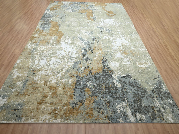 9'0" x 12'1" New Hand Knotted Brown Wool Rectangle Oriental Rug - MOA10283145