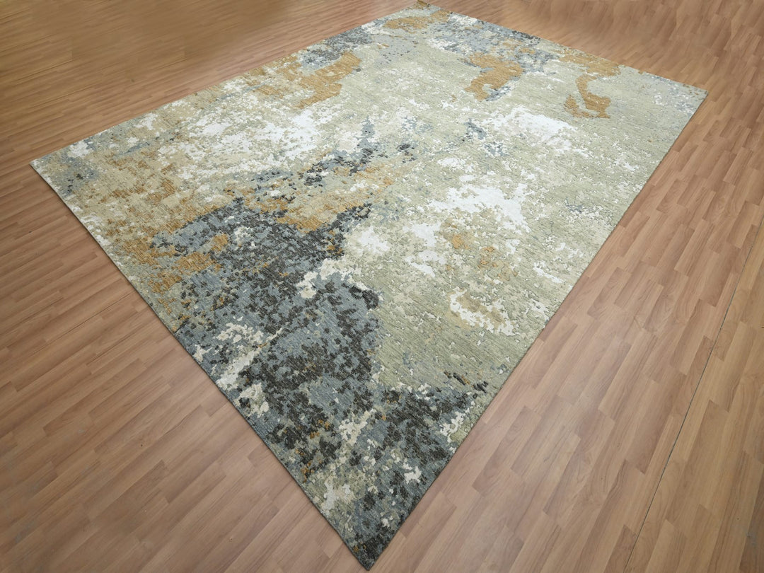 9'0" x 12'1" New Hand Knotted Brown Wool Rectangle Oriental Rug - MOA10283145