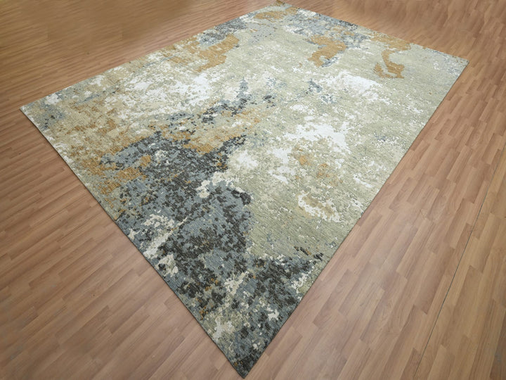 9'0" x 12'1" New Hand Knotted Brown Wool Rectangle Oriental Rug - MOA10283145
