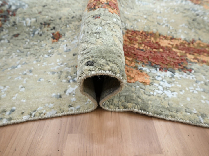 9'0" x 12'2" New Hand Knotted Orange Wool Rectangle Oriental Rug - MOA10283146