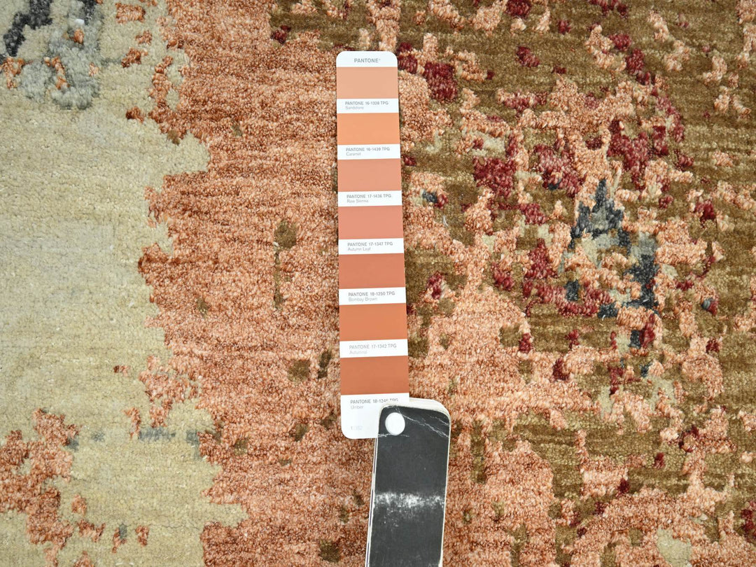 9'0" x 12'2" New Hand Knotted Orange Wool Rectangle Oriental Rug - MOA10283146