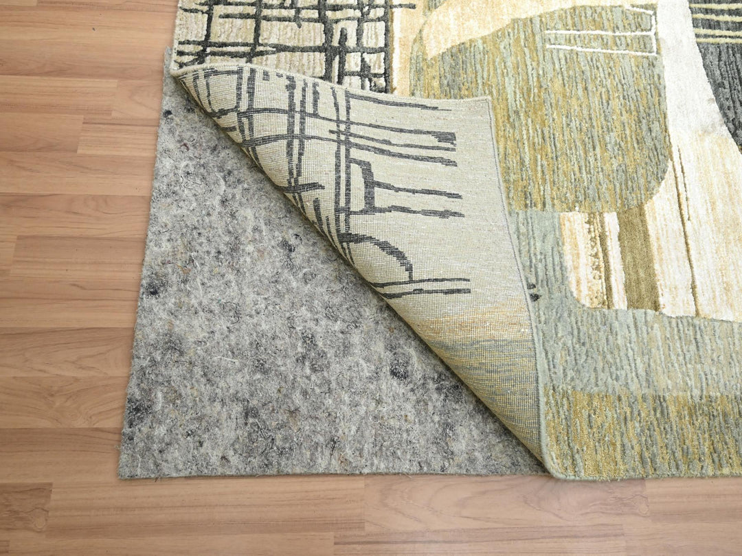 8'11" x 11'9" New Hand Knotted Brown Wool Rectangle Oriental Rug - MOA10283149