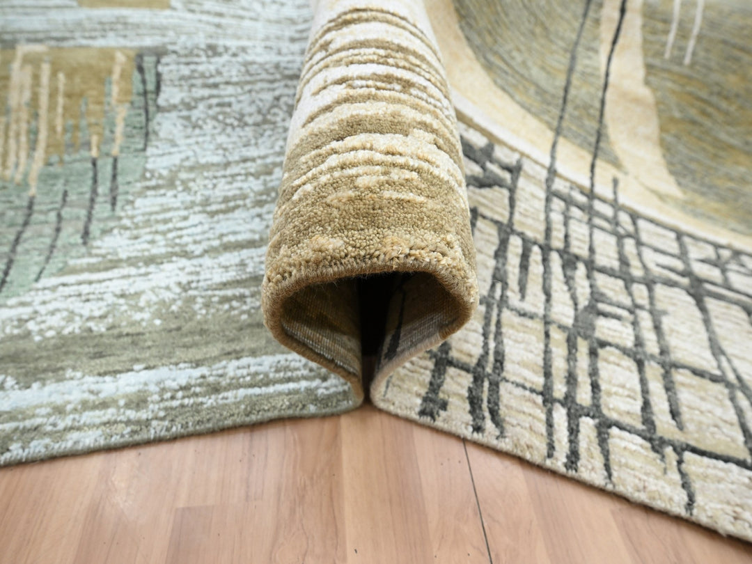 8'11" x 11'9" New Hand Knotted Brown Wool Rectangle Oriental Rug - MOA10283149